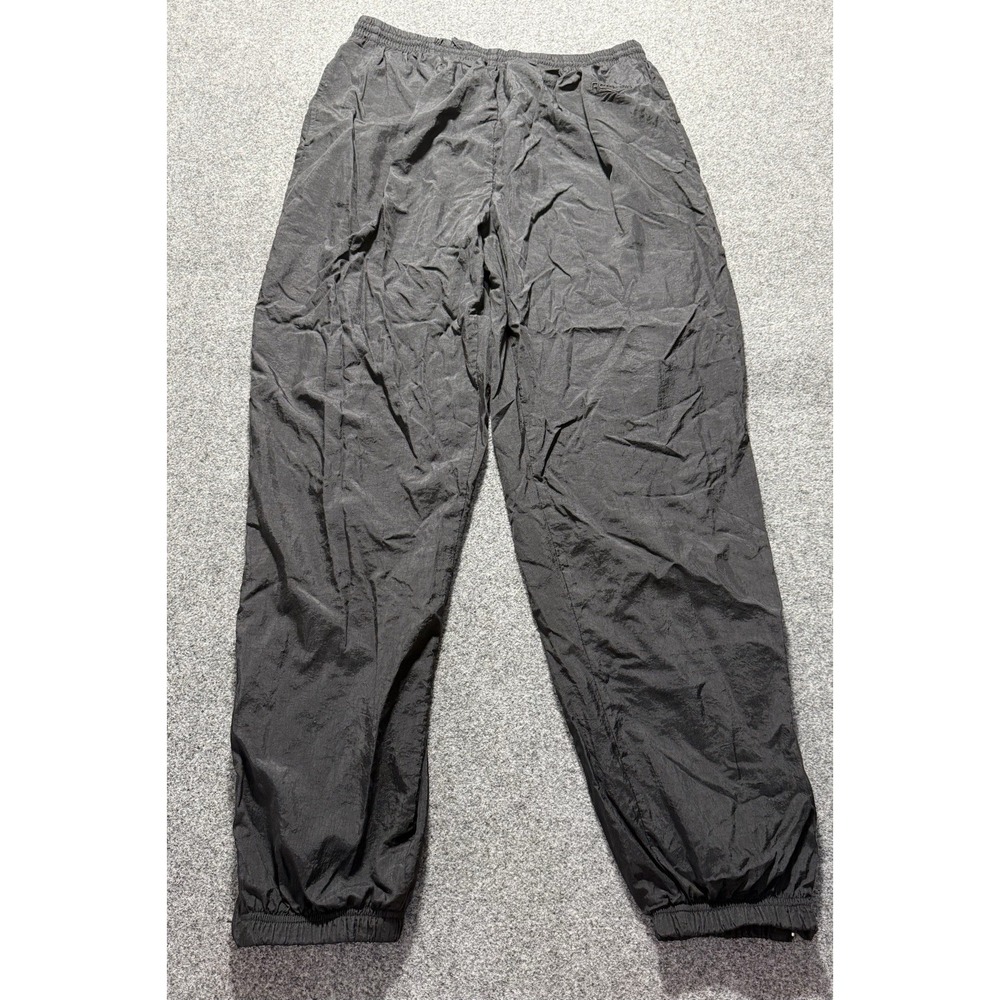 Vintage Reebok Track Pants Size L Black Baggy‎ Nylon Ankle Zip 90s Cuffed